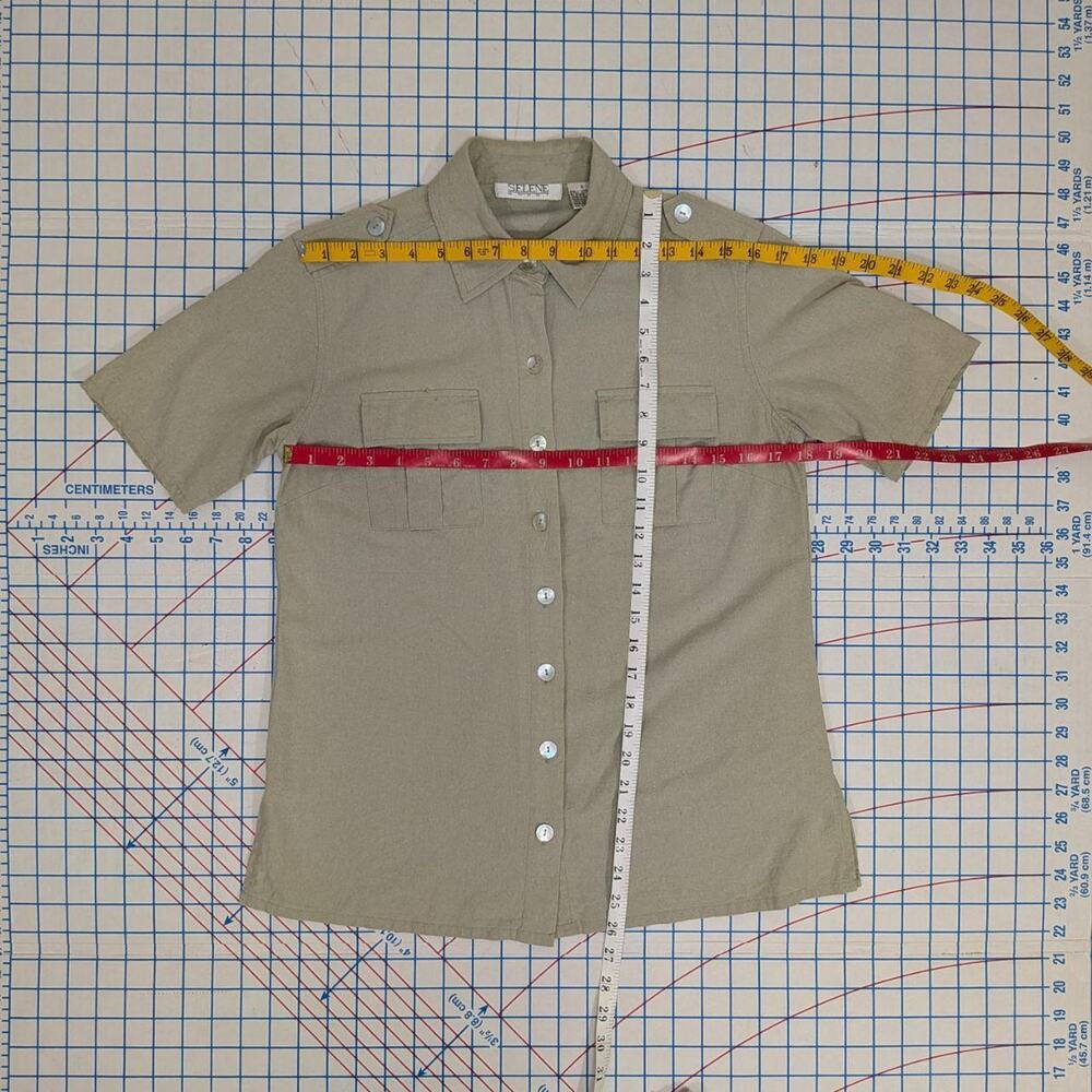 Selene Sport 100% silk short‑sleeve button‑up shirt in light sage, size S - Picture 5 of 7